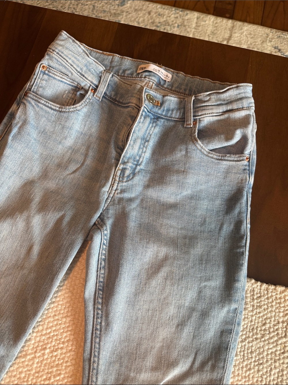 Zara Light Blue Flared Girls Jeans - Picture 2 of 8